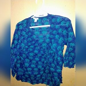 3/$5 Women's Size Large, Old Navy, Blue & Green, 3/4 Sleeve Top